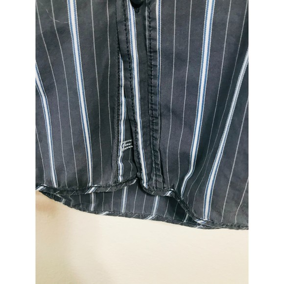 Esprit Urban Fit Men Charcoal Grey w/ White Pinstripe Button Down Shirt, Size XL - Picture 3 of 4
